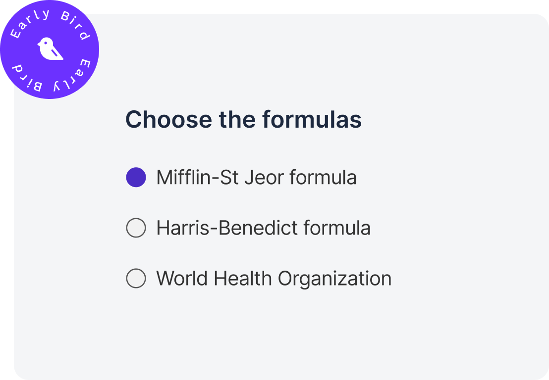 choose the formulas for calorie calculator cloud