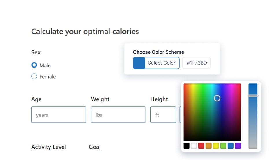 adjust visual representation - calorie calculator cloud